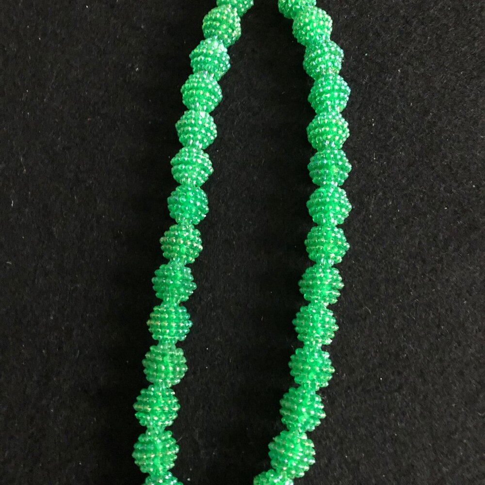 Beautiful 18" necklace handmade with vintage chunk beads green